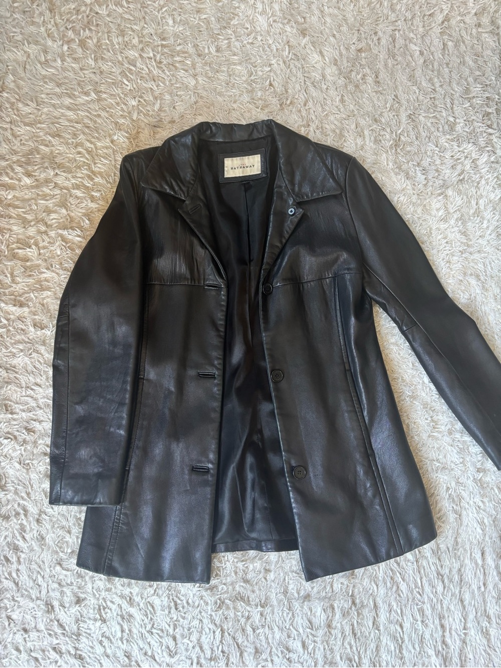 Vintage Black Leather Blazer Jacket by Lady Hathaway